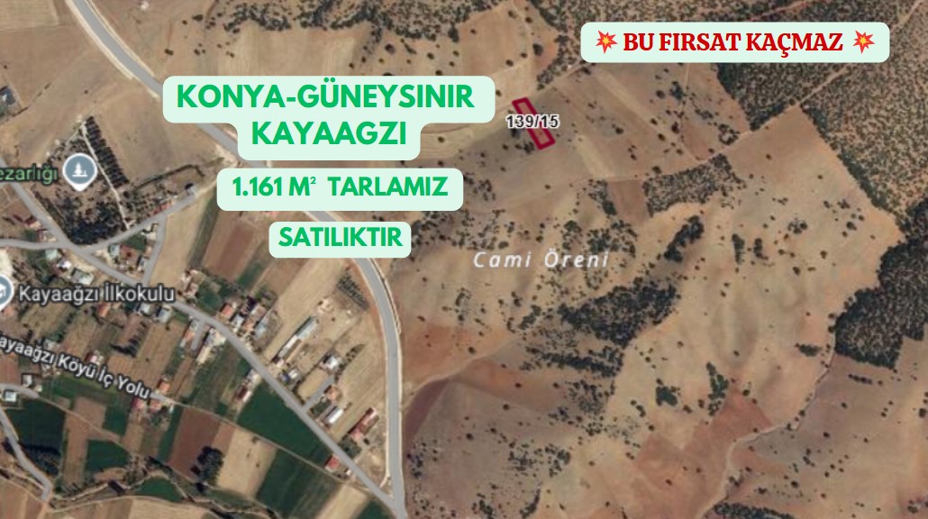 KONYA GÜNEYSINIR KAYAAĞZI 1.161 M² TARLAMIZ SATILIKTIR - KONYA GÜNEYSINIR fotoğraf 14